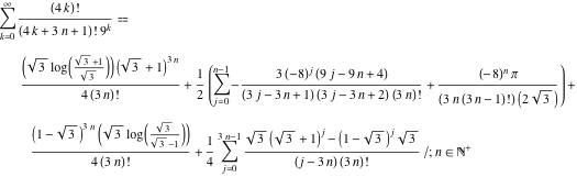 summation formulas factorial